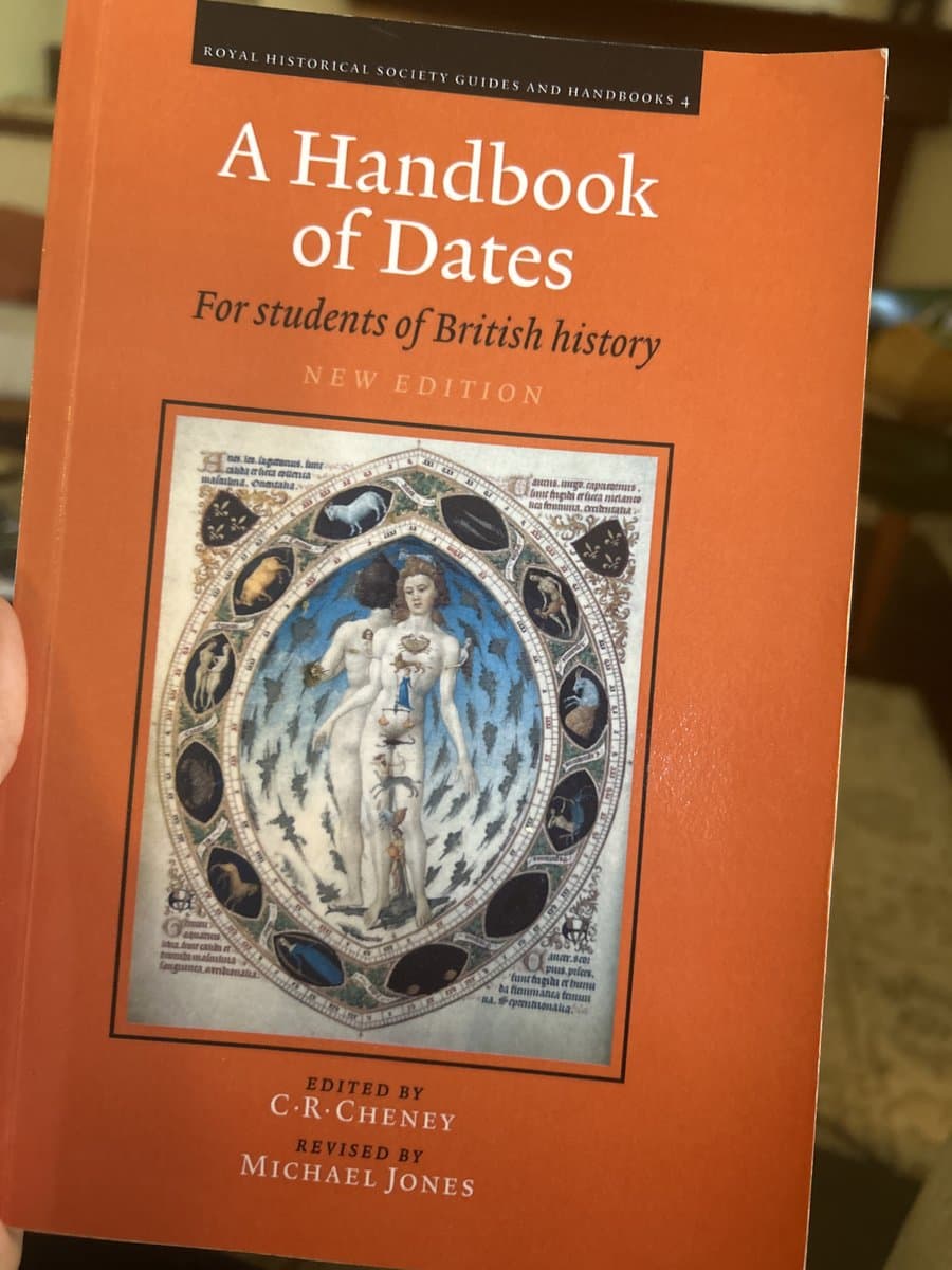 Cover of A Handbook of Dates: For students of British history, edited by C. R. Cheney, revised by Michael Jones